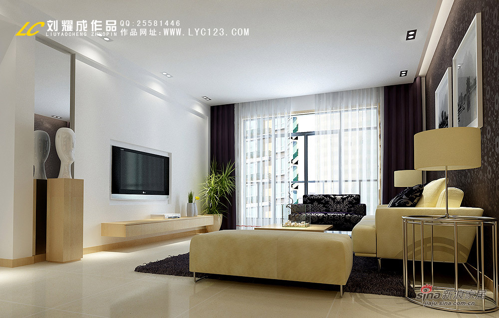 简约 二居 客厅图片来自用户2738820801在湘江世纪城样板间38的分享