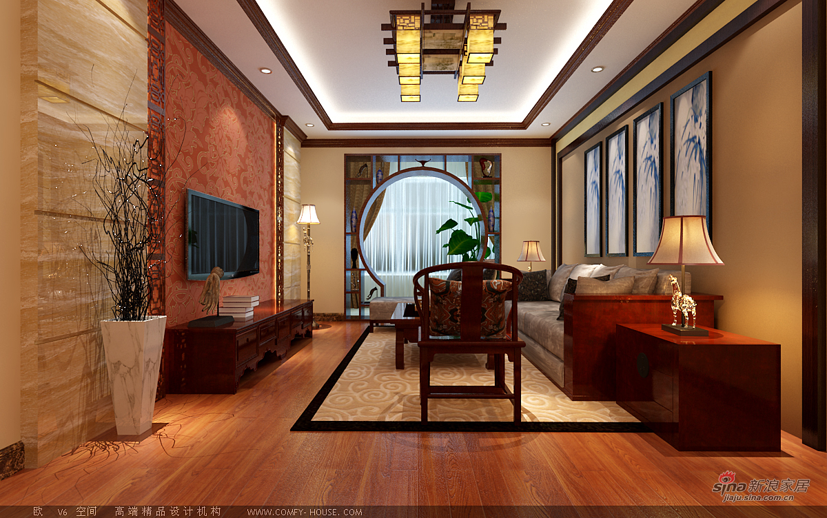 中式 二居 客厅图片来自用户1907662981在97平新中式风格设计60的分享
