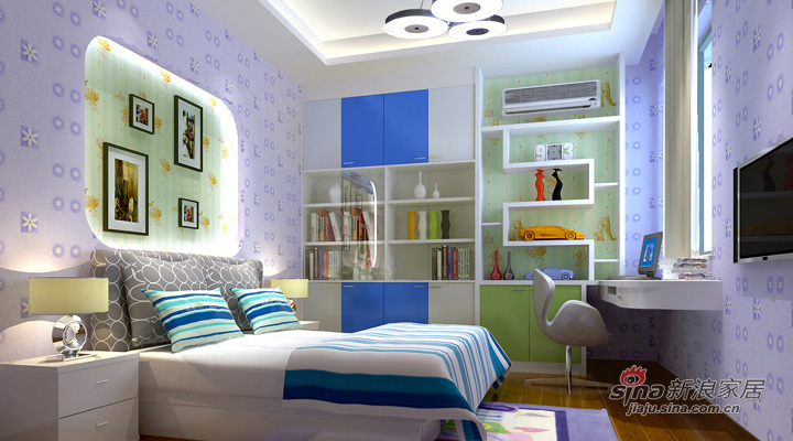 简约 二居 卧室图片来自用户2739378857在天津实创装饰—7.5万营造93平温馨现代之家82的分享