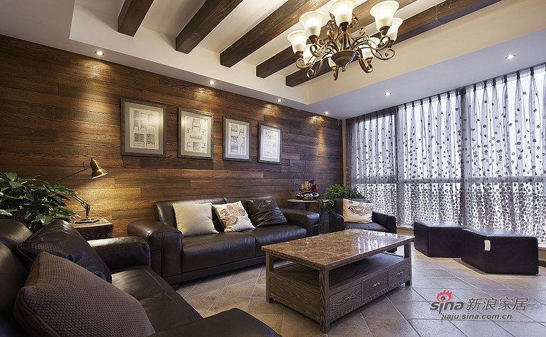 美式 复式 客厅图片来自佰辰生活装饰在250平咖啡色美式低奢跃层83的分享