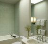 小清新的浴室设计，加上一些植物，有种大自然的气息。 