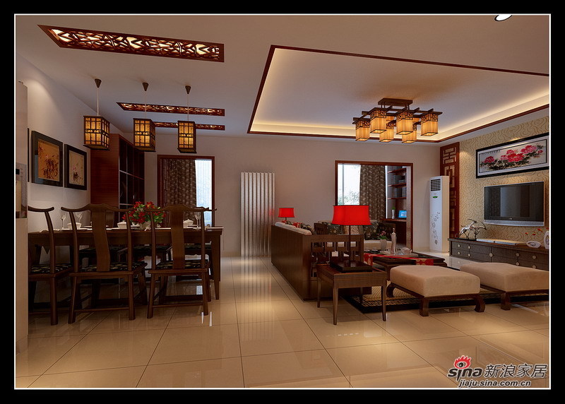 中式 三居 餐厅图片来自用户1907661335在140平中式规整，静谧古韵3居设计37的分享
