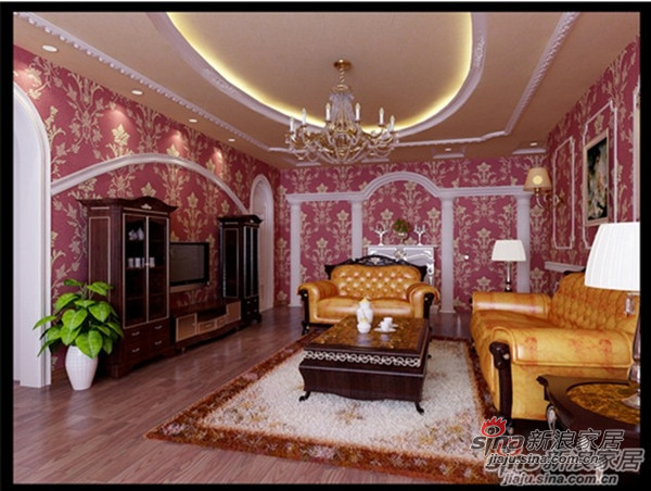 欧式 三居 客厅图片来自用户2757317061在136平欧式古典家装风格，曲线诱人！69的分享