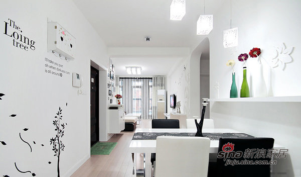 简约 三居 客厅图片来自佰辰生活装饰在87平黑白色搭现代时尚靓家30的分享