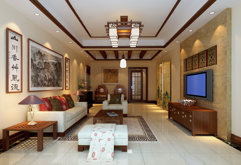 中式 别墅 客厅图片来自用户1907661335在新中式风格讲究空间的层次感、层次美87的分享
