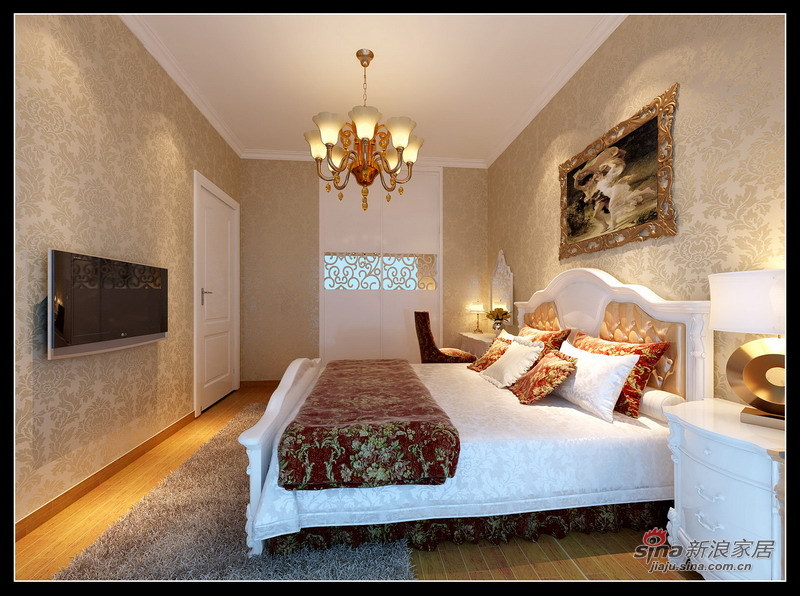 欧式 三居 卧室图片来自用户2745758987在112平米3室1厅温馨欧式惊艳亮相48的分享