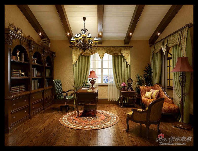 美式 三居 书房图片来自用户1907685403在240平古典美式主义别墅93的分享