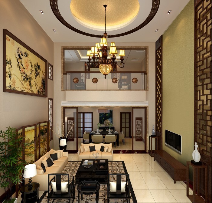 中式 别墅 客厅图片来自用户1907659705在340平稳重大气新中式细腻家23的分享