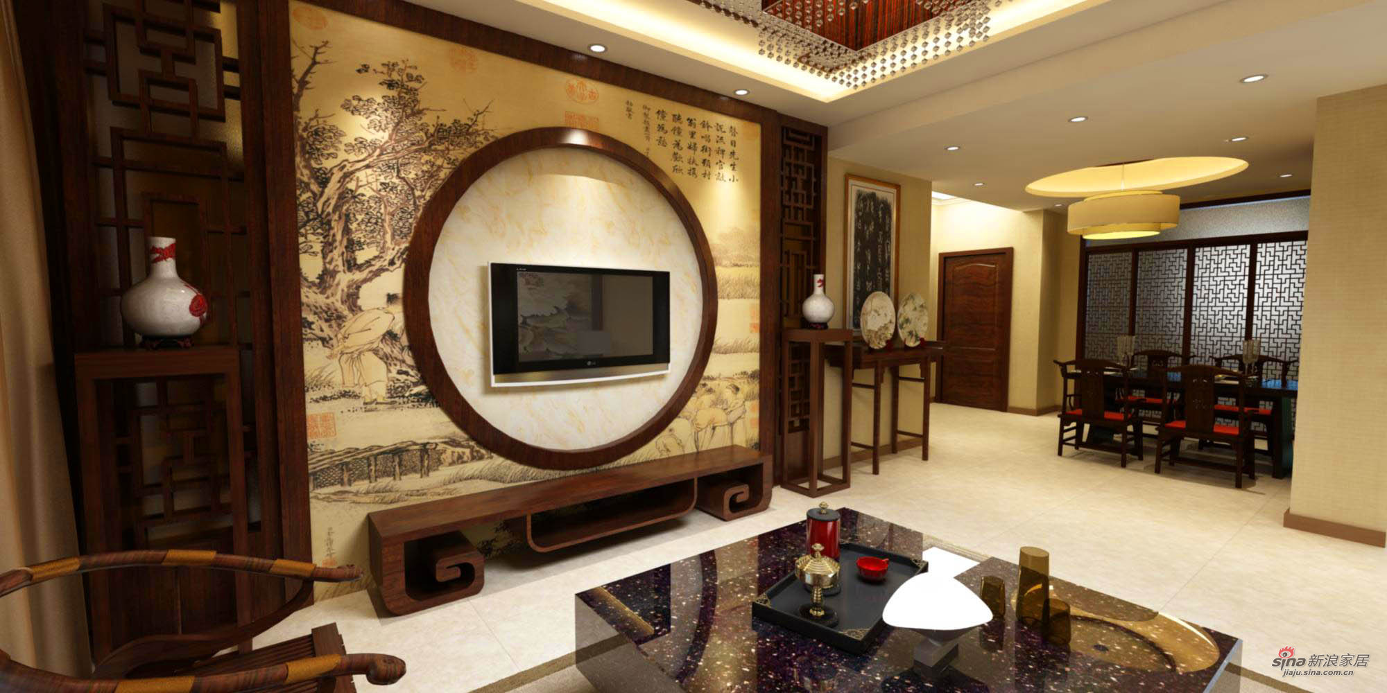 中式 二居 客厅图片来自用户1907661335在装饰—98㎡中式风格装修参考案例86的分享