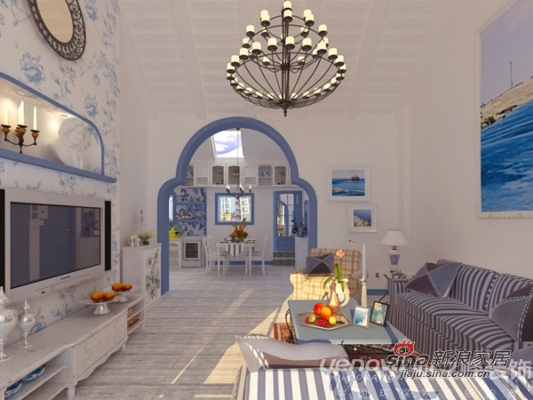 地中海 三居 客厅图片来自用户2756243717在海洋的天堂 三居室地中海风格53的分享