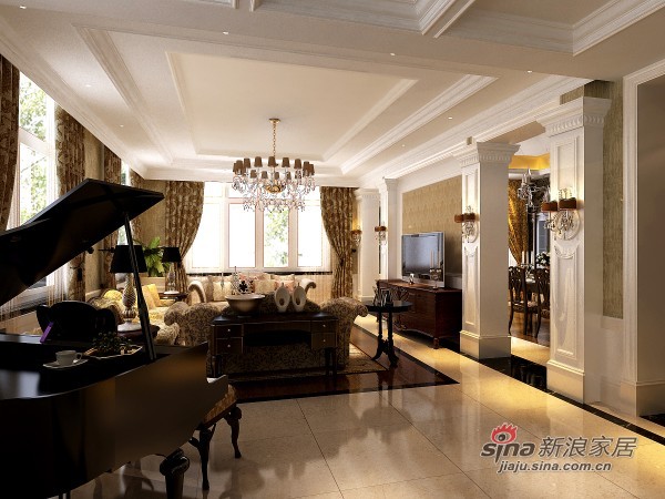 美式 别墅 客厅图片来自用户1907686233在新美式风情 舒适随意的自由生活29的分享