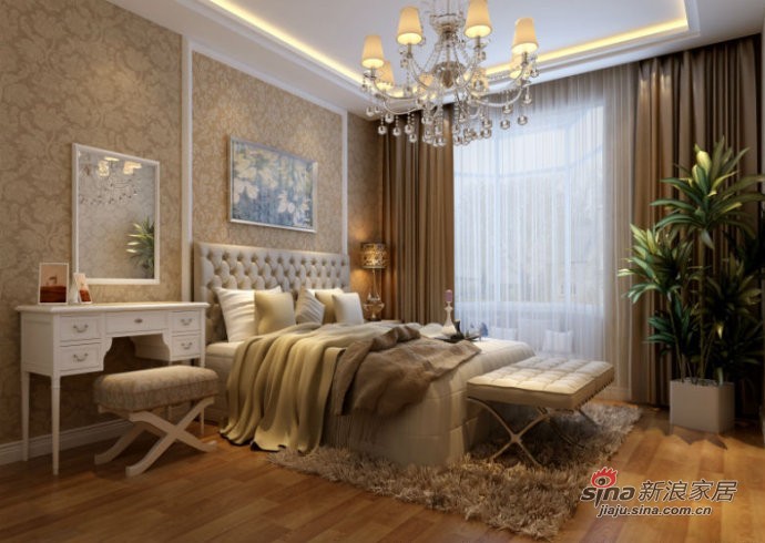 欧式 二居 卧室图片来自用户2757317061在5.2万打造现代奢华经典两居室74的分享