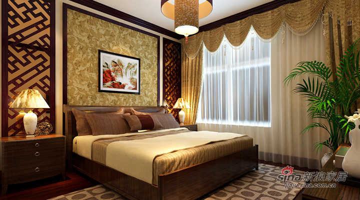 中式 复式 卧室图片来自用户1907696363在15万元打造200平米的大气中式设计81的分享