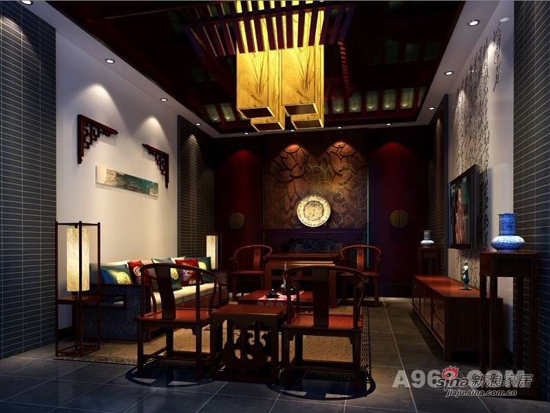 中式 别墅 客厅图片来自用户1907659705在100万儒商精构380平中式雅居72的分享