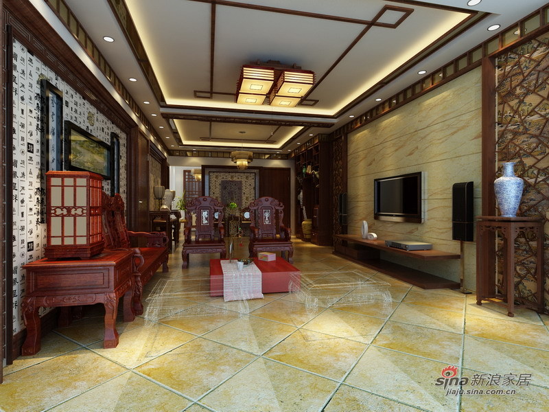 中式 三居 客厅图片来自用户1907658205在满室书香 9万打造140平雅气中式三居23的分享