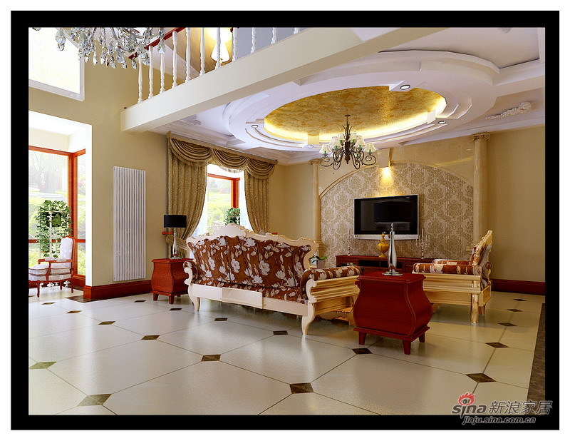 欧式 复式 客厅图片来自用户2746889121在200平高贵大气简欧复式设计93的分享