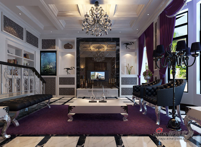 欧式 三居 客厅图片来自用户2746948411在15W欧式风格半包紫苹果作品33的分享