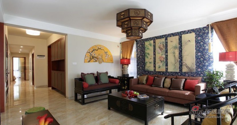 中式 三居 客厅图片来自家装大管家在【高清】126平中国风时尚中式3居室57的分享