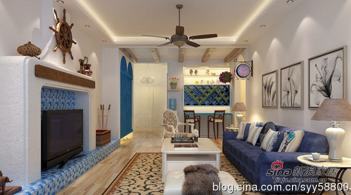 地中海 三居 客厅图片来自用户2756243717在欧珀城地中海风情装修110平高品质二居室！12的分享