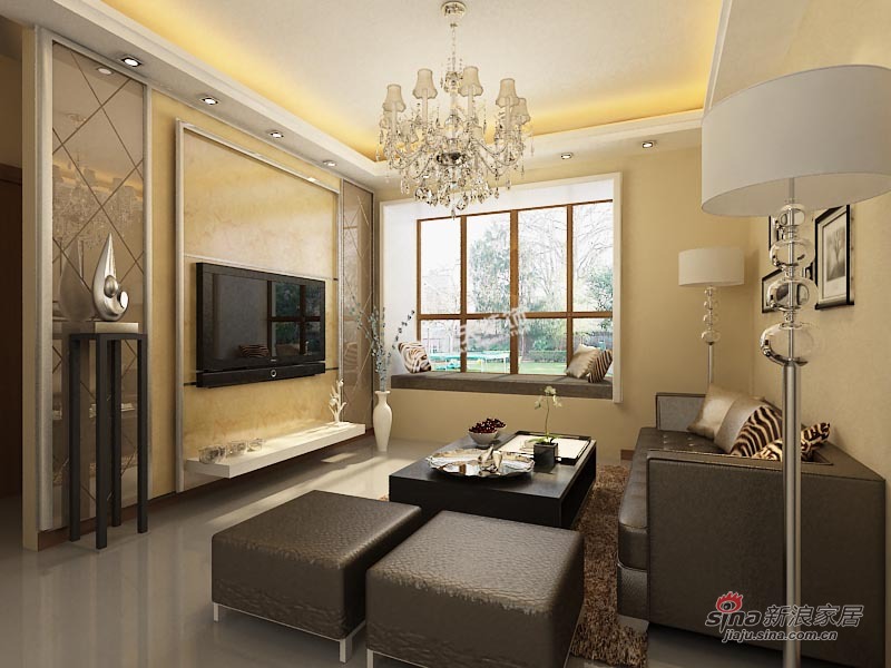简约 二居 客厅图片来自阳光力天装饰在大悦城73㎡-2室1卫1厨-现代简约57的分享