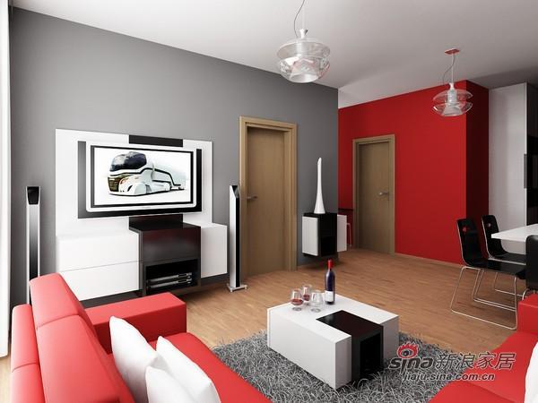 简约 二居 客厅图片来自用户2739081033在黑白红三色经典现代简约风格公寓33的分享
