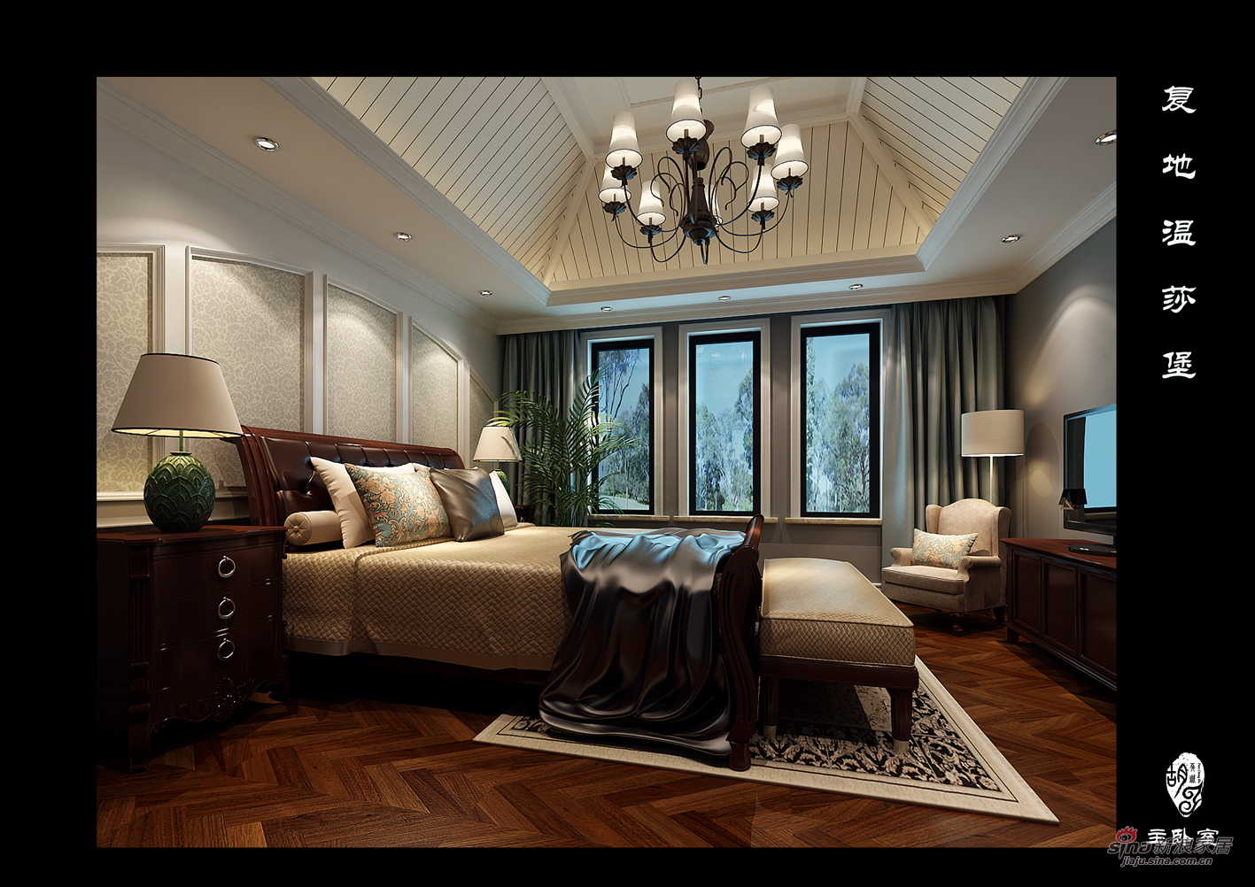 欧式 别墅 卧室图片来自用户2746889121在别墅装修设计效果图70的分享