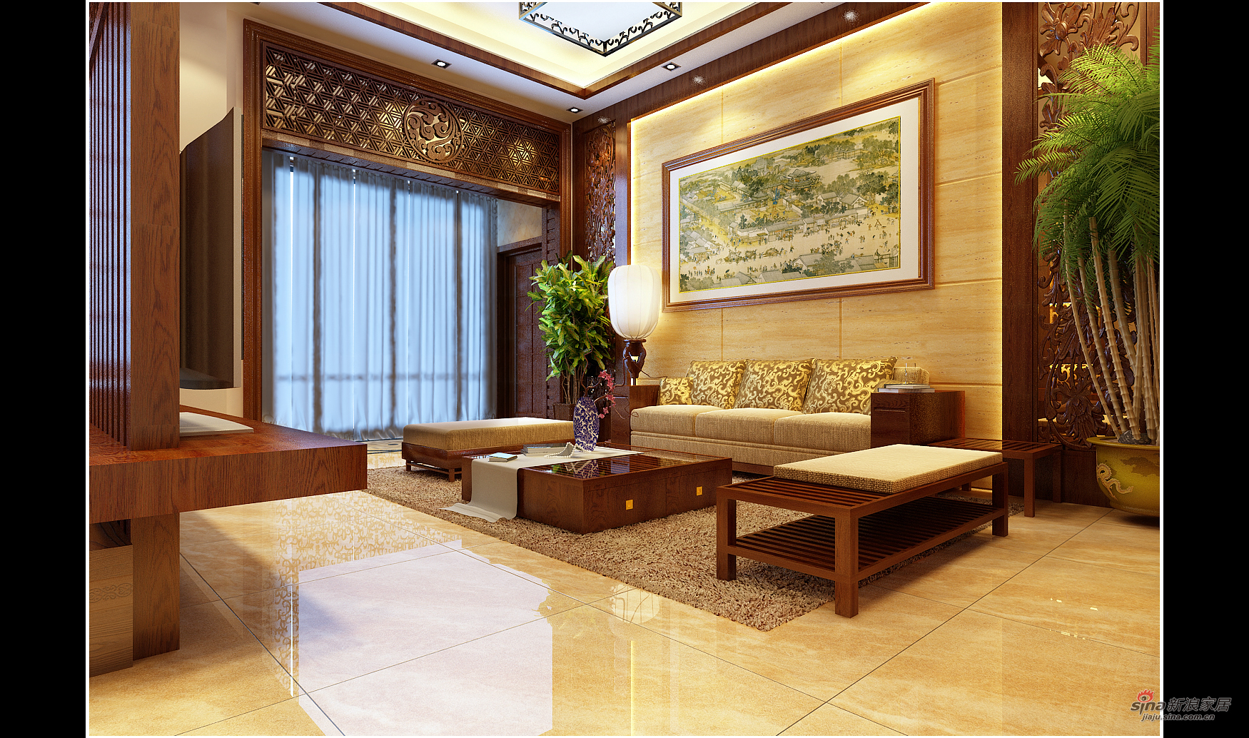 中式 三居 客厅图片来自用户1907659705在【高清】新中式风格48的分享