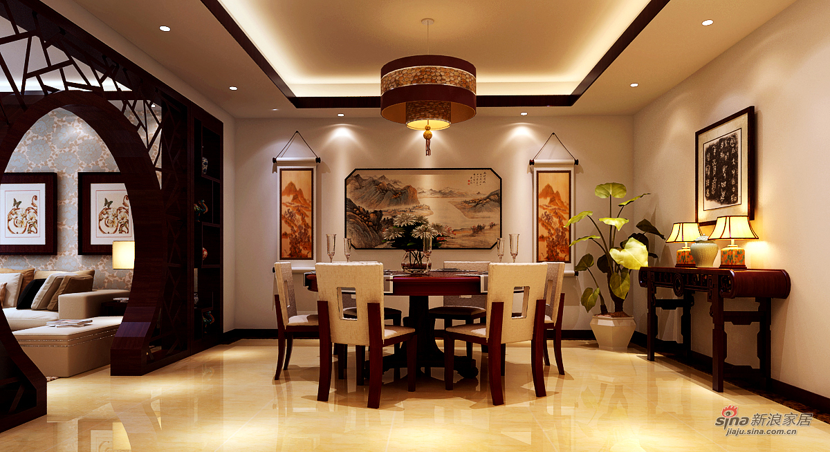 中式 四居 餐厅图片来自用户1907696363在【高清】帝湖东王府中式古典四居76的分享