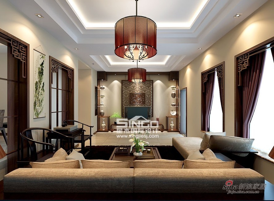 中式 别墅 客厅图片来自用户1907662981在星杰国际设计50万装修270㎡ 中式风格39的分享