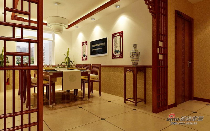 中式 三居 餐厅图片来自用户1907662981在7.1万精装150㎡中式古典36的分享