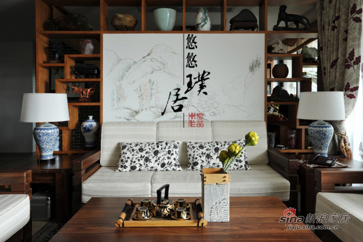 中式 三居 客厅图片来自用户1907658205在微风习习130平禅意混搭中式爱居76的分享