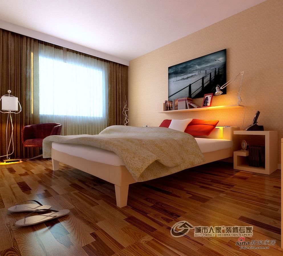 简约 二居 卧室图片来自用户2557979841在90平米现代风格赏析37的分享