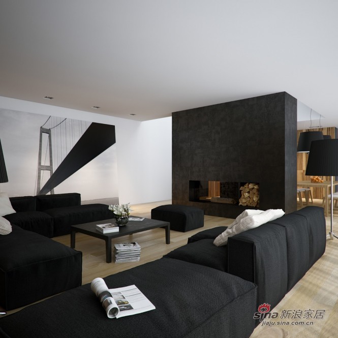 简约 三居 客厅图片来自用户2739081033在108平现代黑白时尚公寓28的分享