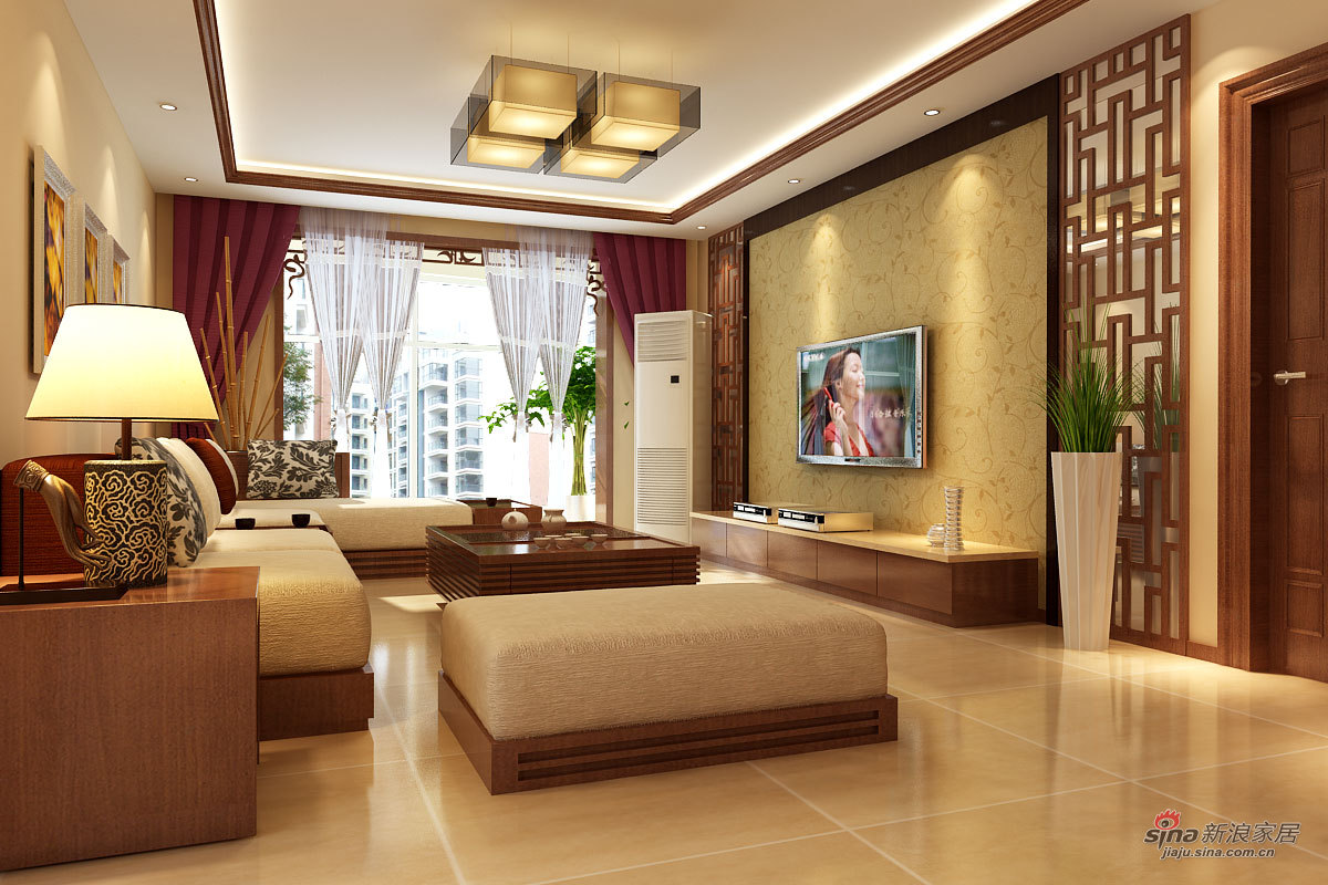 中式 三居 客厅图片来自用户1907662981在95平新中式风格设计98的分享