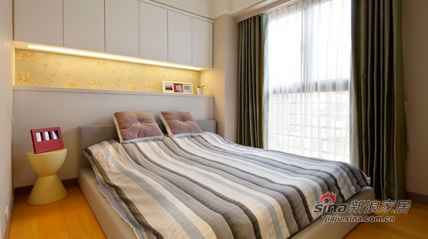 现代 三居 卧室图片来自佰辰生活装饰在白领夫妻87平优雅风人文三居室78的分享