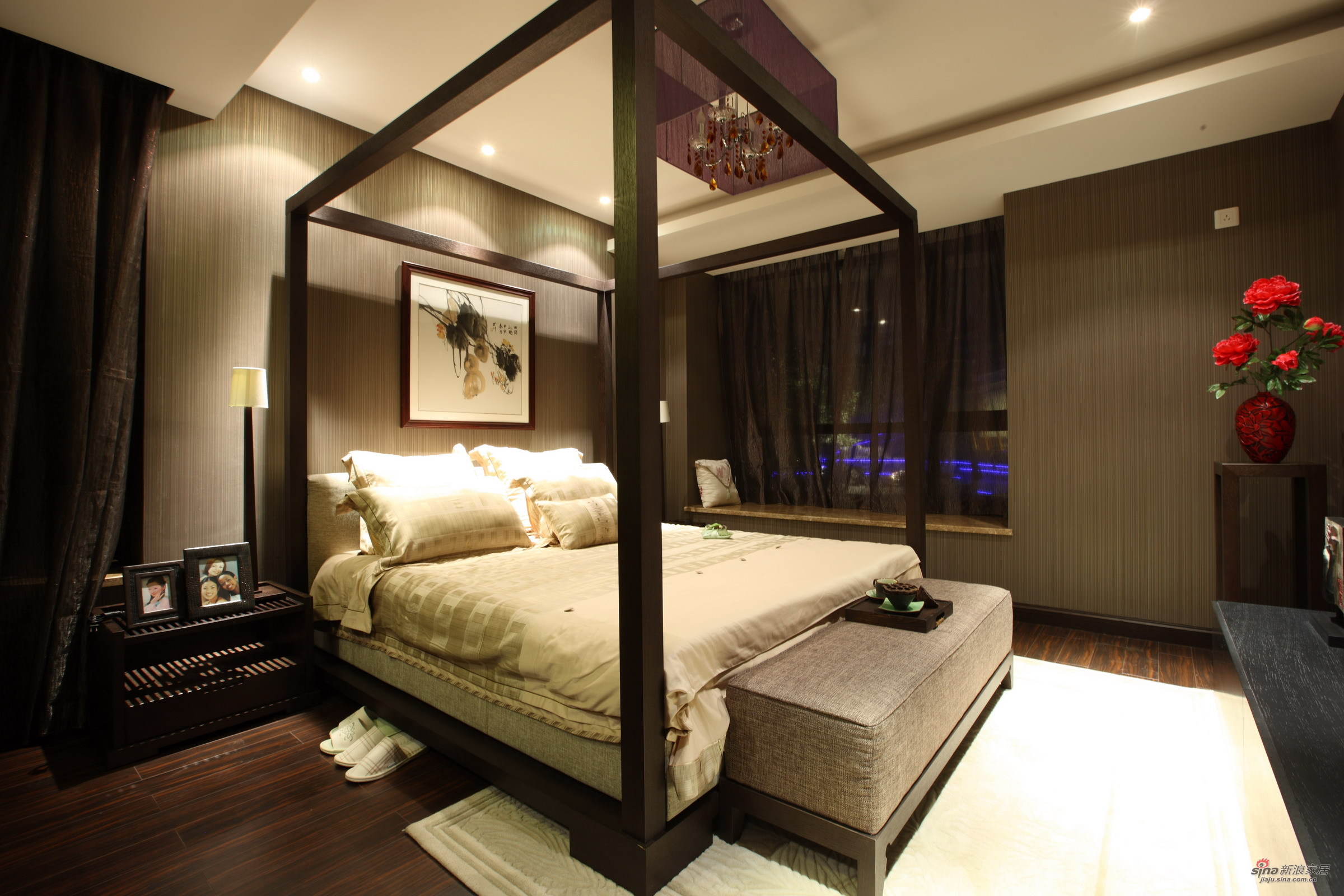 中式 四居 卧室图片来自用户1907661335在中式风格240平米设计95的分享