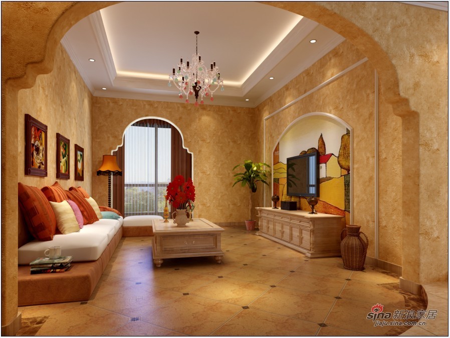 地中海 一居 客厅图片来自用户2757320995在小户型60平米地中海风格86的分享