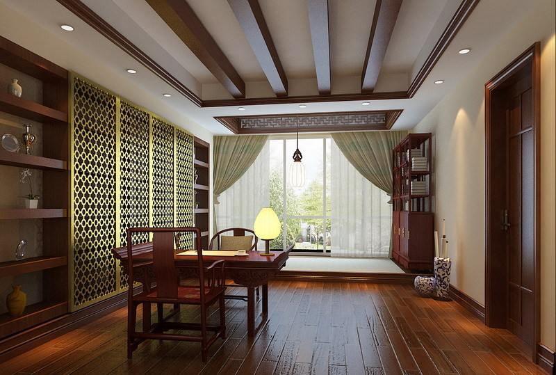 中式 别墅 书房图片来自用户1907661335在新中式风格讲究空间的层次感、层次美87的分享