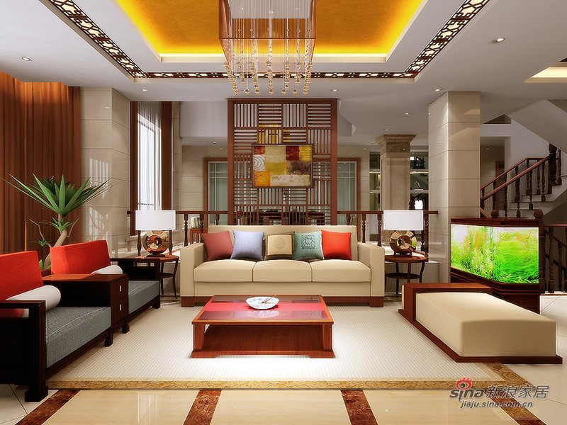中式 别墅 客厅图片来自wulijuan_16在300平米现代中式50的分享