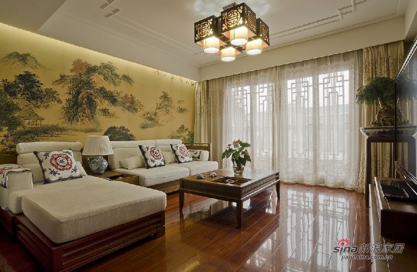 中式 复式 客厅图片来自用户1907696363在儒雅屋主新中式风韵220平米复式72的分享