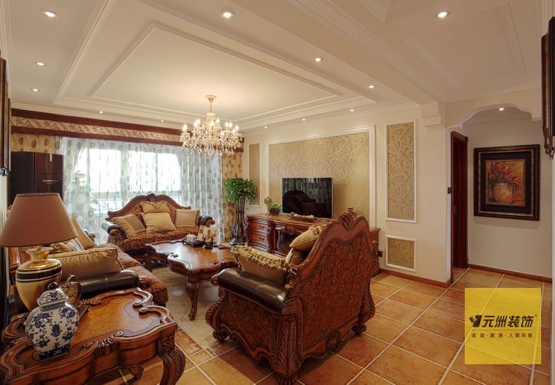 美式 三居 客厅图片来自用户1907685403在北京160平米典雅美式风格实景图43的分享