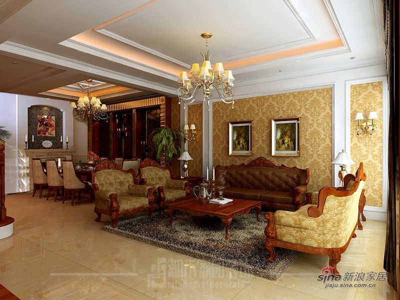 欧式 别墅 客厅图片来自用户2746869241在15万装奢华欧式别墅83的分享