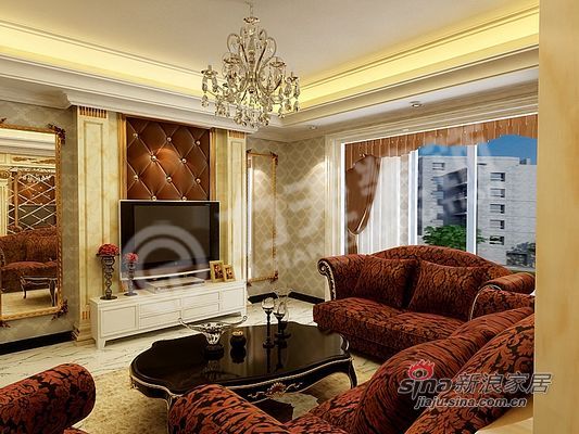 欧式 二居 客厅图片来自阳光力天装饰在85平米时尚高贵两居室57的分享
