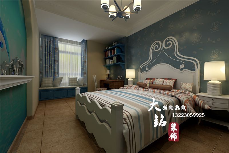 地中海 四居 卧室图片来自用户2756243717在150平米住宅地中海风格设计65的分享