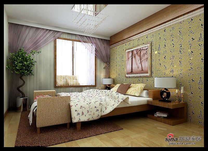 中式 二居 卧室图片来自用户1907659705在83平80后挚爱现代中式65的分享