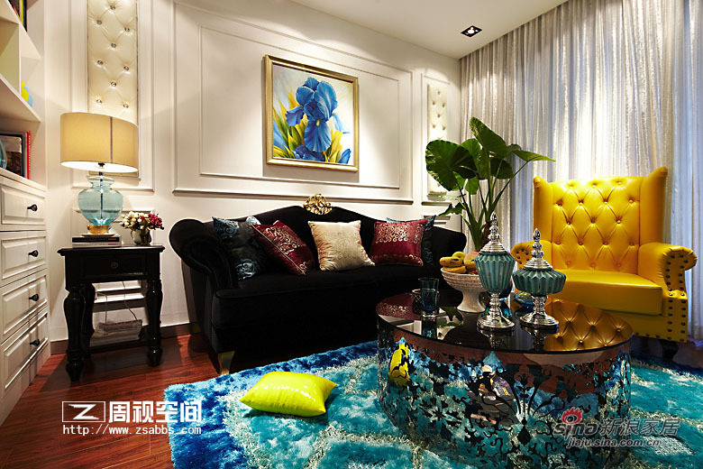 新古典 二居 客厅图片来自杭州周视空间设计机构在【高清】白领165平浓妆艳抹色彩家53的分享