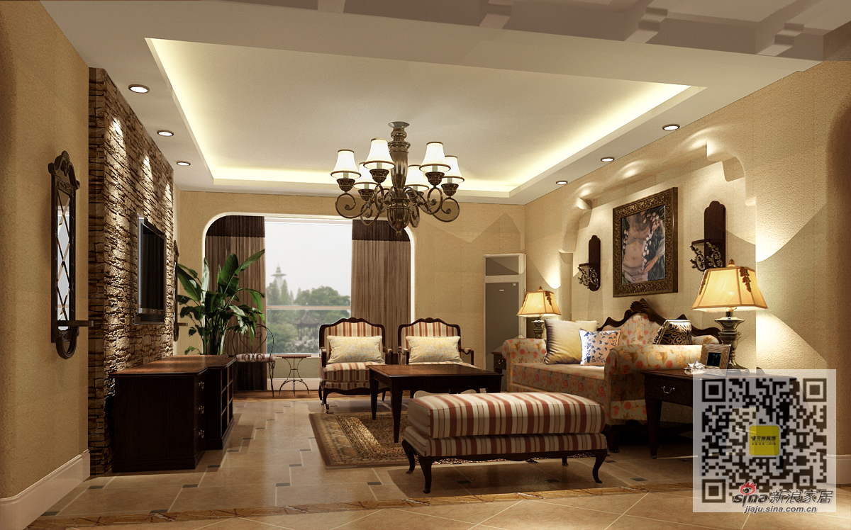 美式 三居 客厅图片来自用户1907686233在美式风格装修设计案例12的分享
