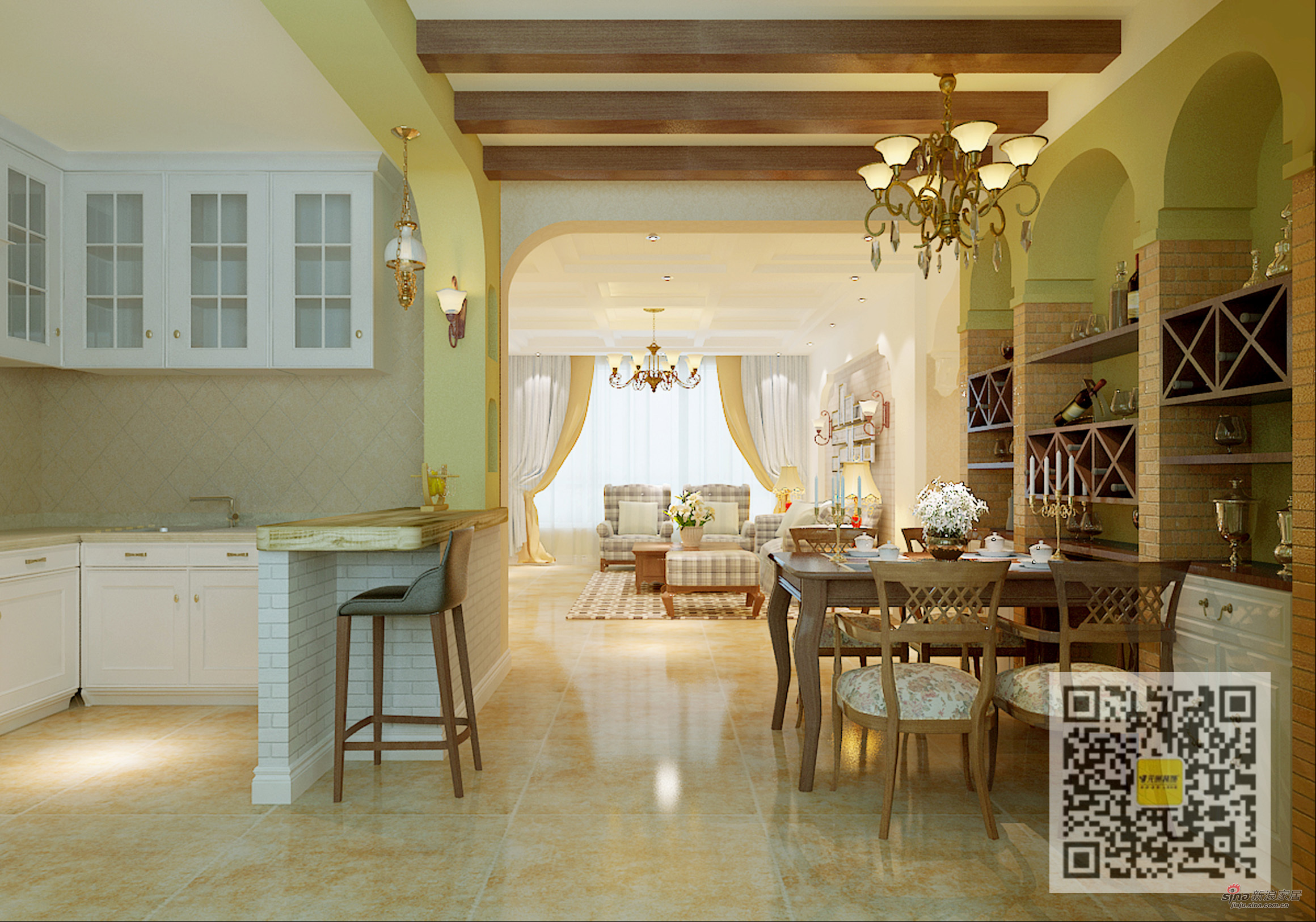 地中海 三居 餐厅图片来自用户2757320995在元洲装饰混搭地中海风格三居室87的分享