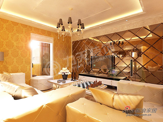 欧式 二居 客厅图片来自阳光力天装饰在102平华城领秀欧式两居85的分享