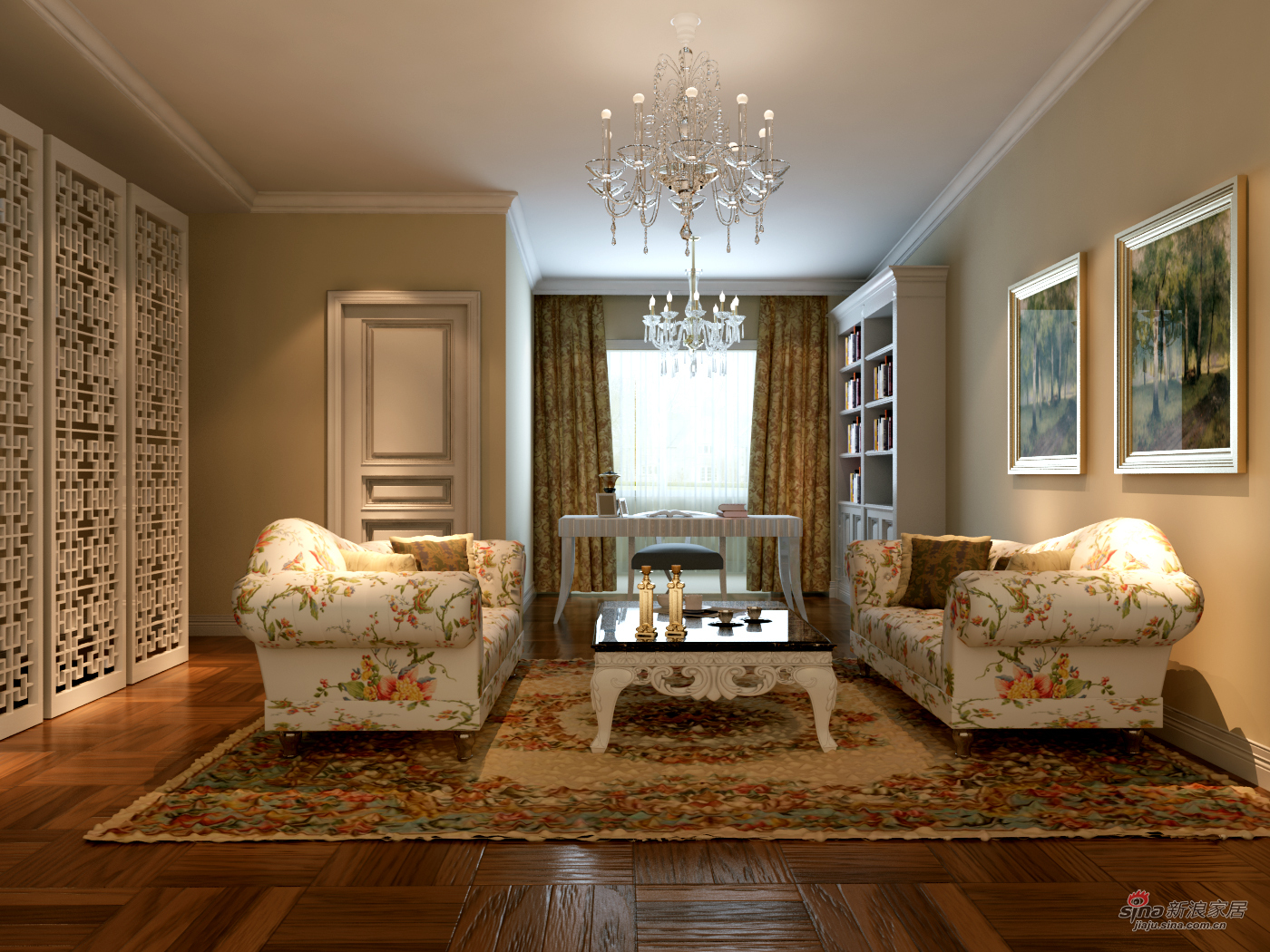 中式 别墅 客厅图片来自用户1907662981在新中式320平米别墅典雅风格31的分享